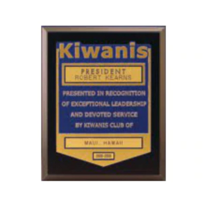 Kiwanis Recognition Plaque
