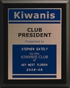 Kiwanis President Plaque