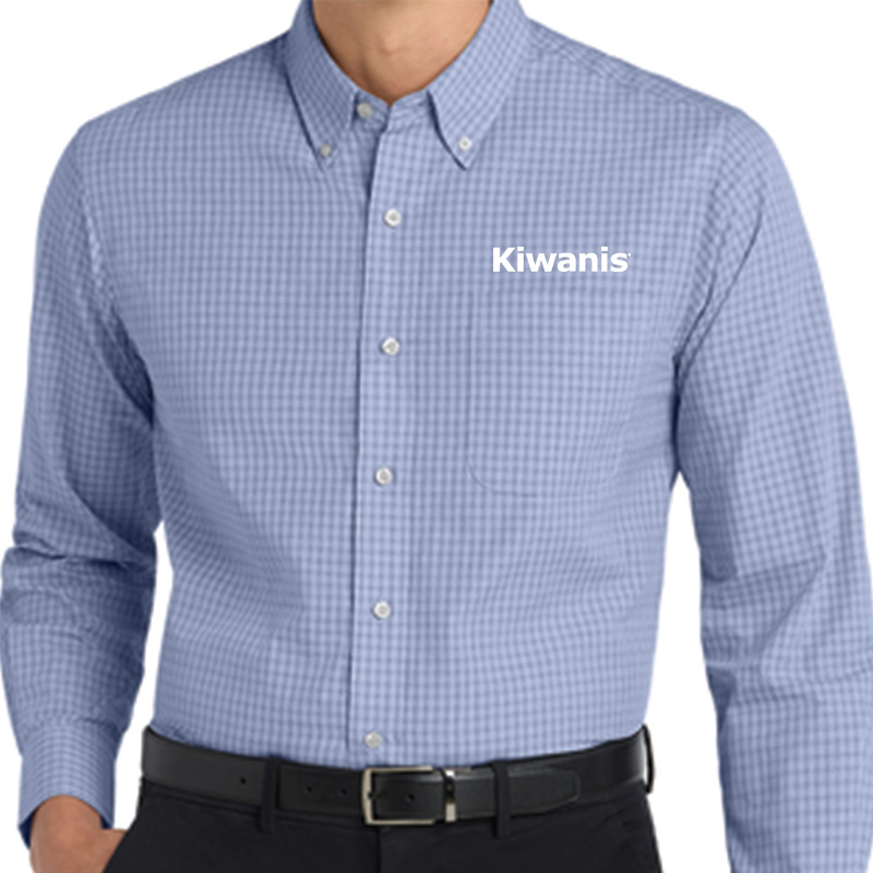 Kiwanis Men's Plaid Pattern Easy Care Shirt