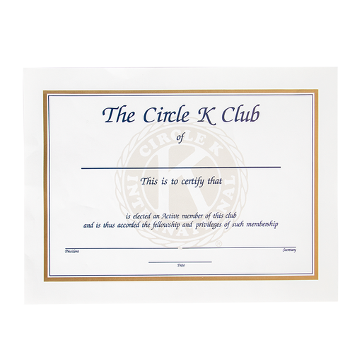 [CKI-0011] Circle K Active Member Certificate