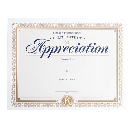 [CKI-0080] Circle K Certificate of Appreciation