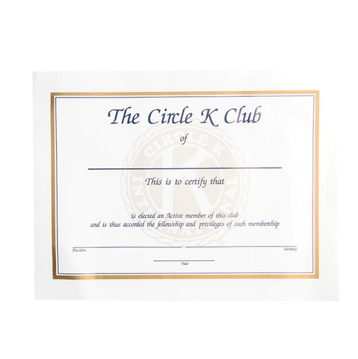 [CKI-0012] Circle K Blank Vertical Certificate Form