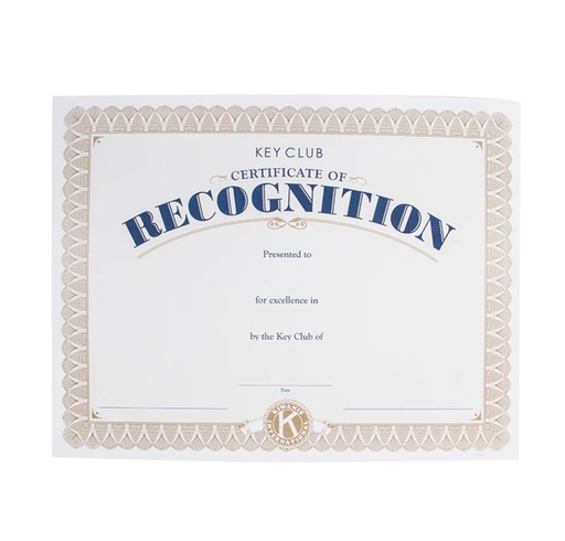 [KEY-0141] Key Club Outstanding Achievement Certificate