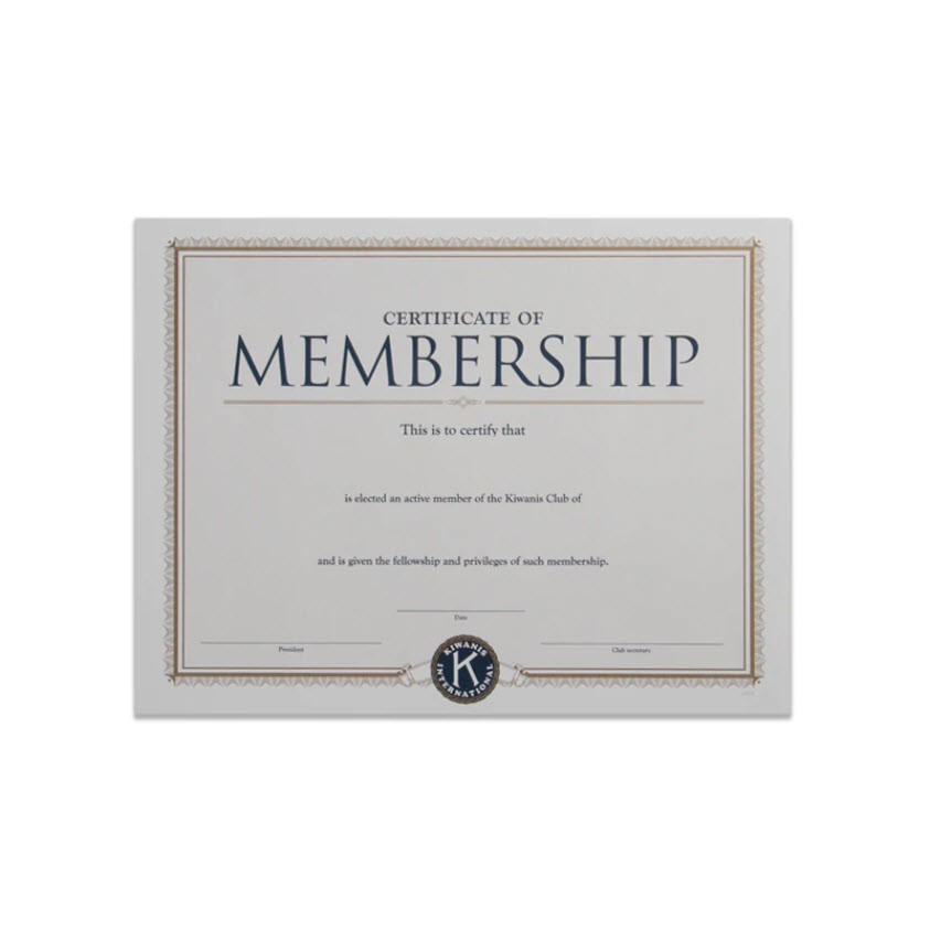 Kiwanis Active Member Certificate