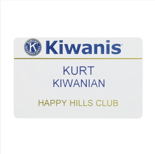 [KI10147] Kiwanis White Name Badge, Magnetic