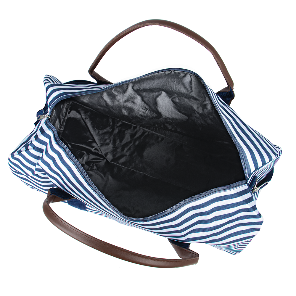 Navy Striped Weekender Tote