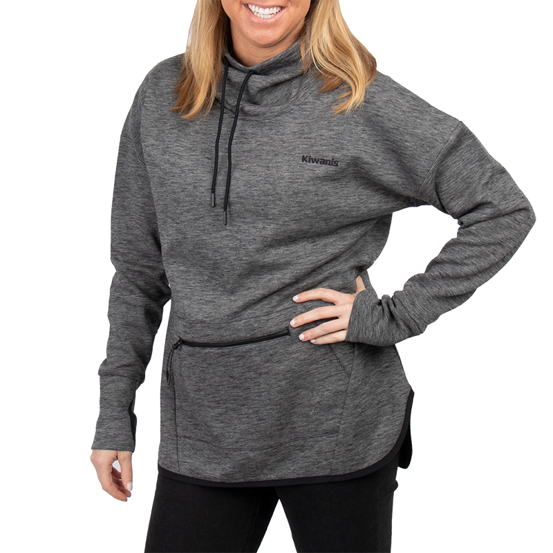 Sport-Tek Ladies Grey Triumph Cowl Neck Pullover