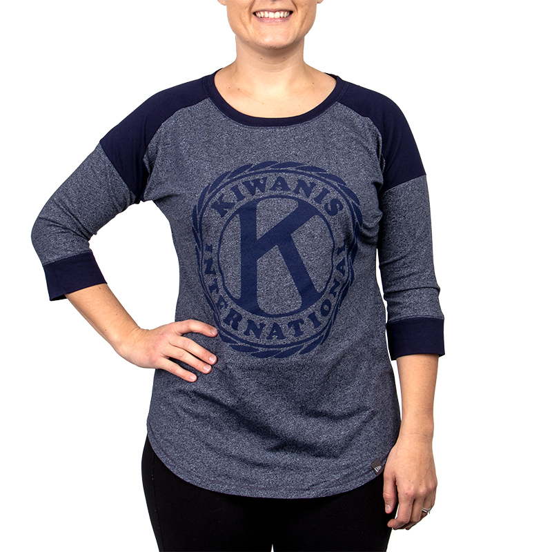 New Era Women's Heathered Navy Cleveland Indians Tri-Blend Raglan V-Neck T- shirt