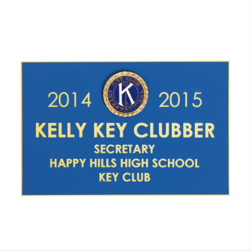 Key Club Blue Name Badge, Bulldog Clip