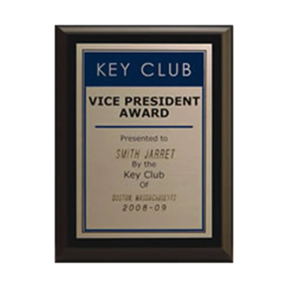 Key Club Vice President Plaque