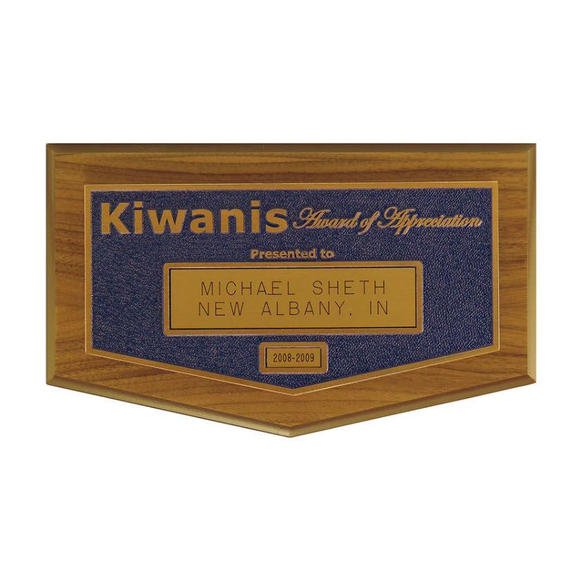 Kiwanis Appreciation Award Plaque
