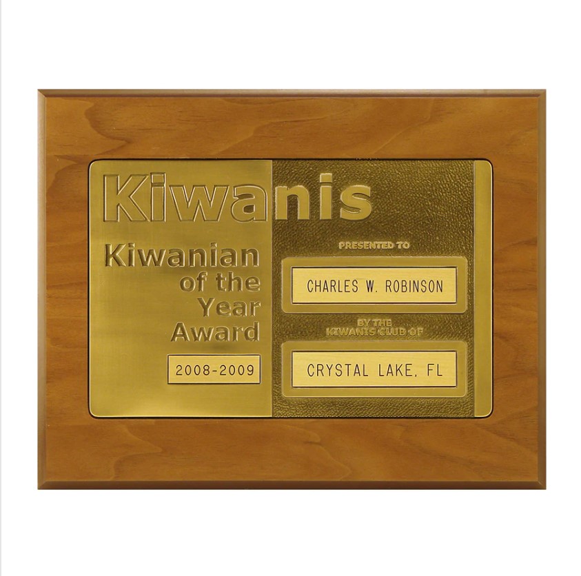 Kiwanian Of The Year Award Plaque