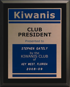 Kiwanis President Plaque