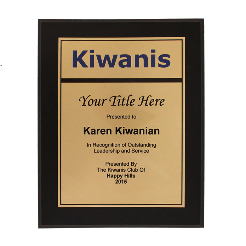 Kiwanis 8x10 Gold Plaque