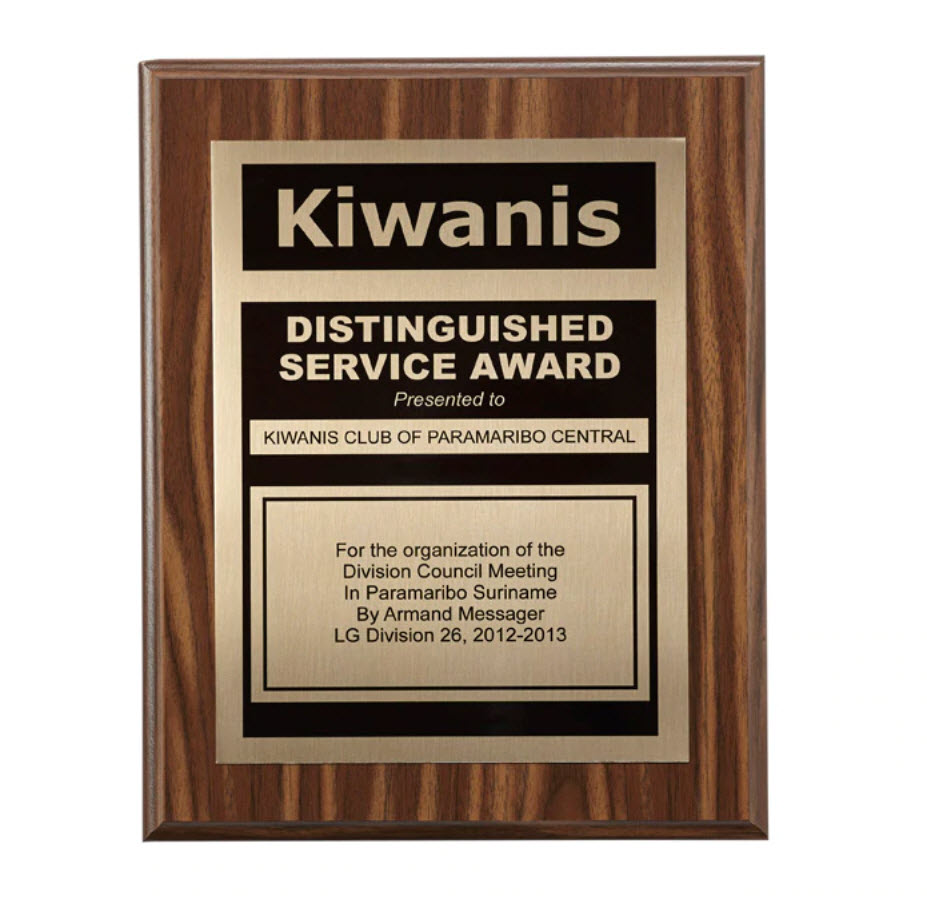 Kiwanis Distinguished Service Plaque