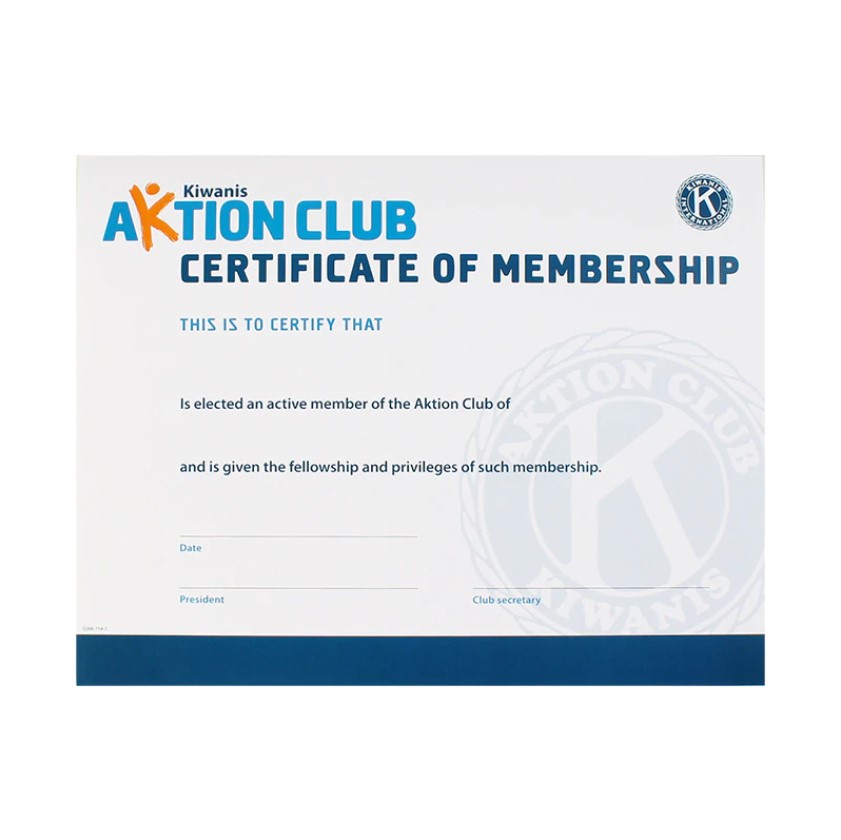 Aktion Club Member Certificate