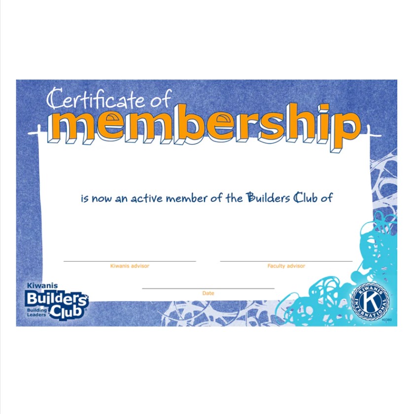 Buliders Club Certificate of Membership