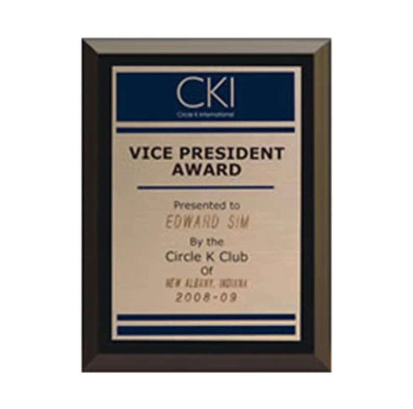 Circle K PLQ Vice President Plaque