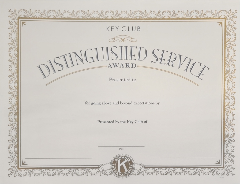 Key Club Distinguished Service Certificate