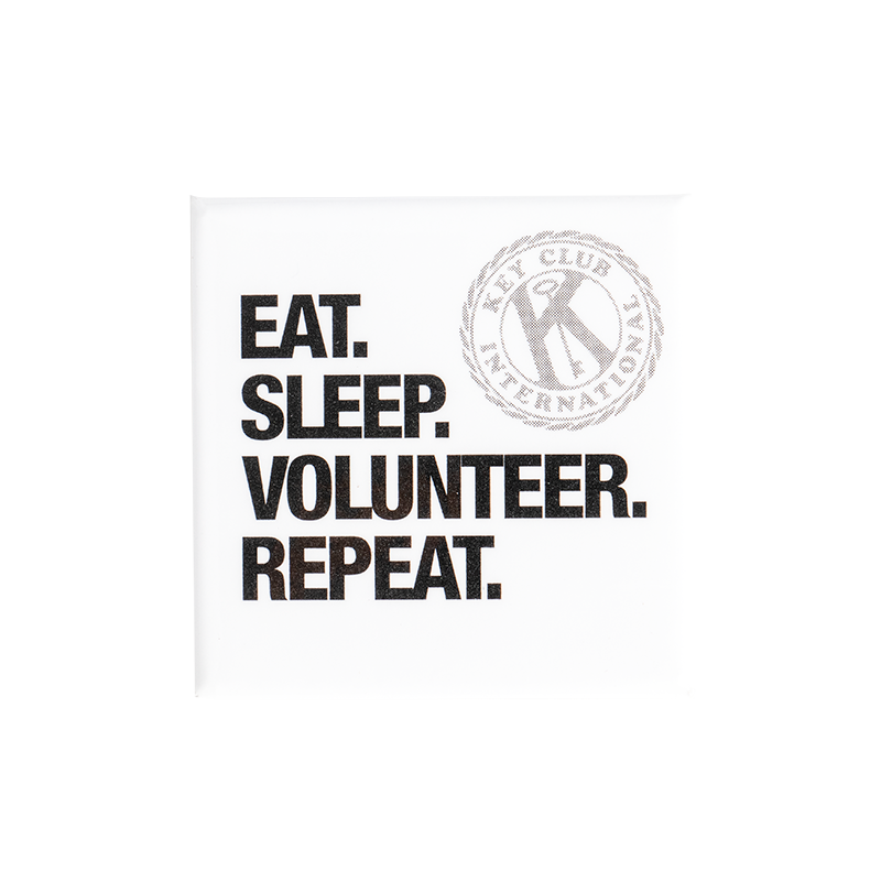 Key Club Eat. Sleep. Volunteer. Repeat. White Button