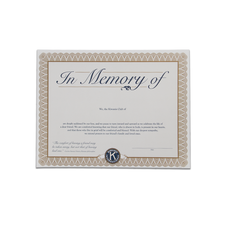In Memoriam Certificate
