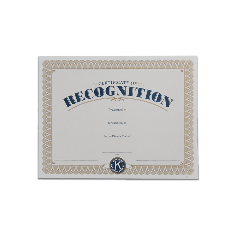 Kiwanis Certificate of Recognition