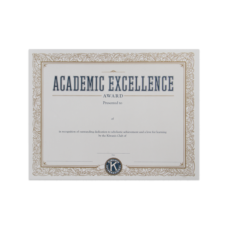 Kiwanis Academic Excellence Certificate
