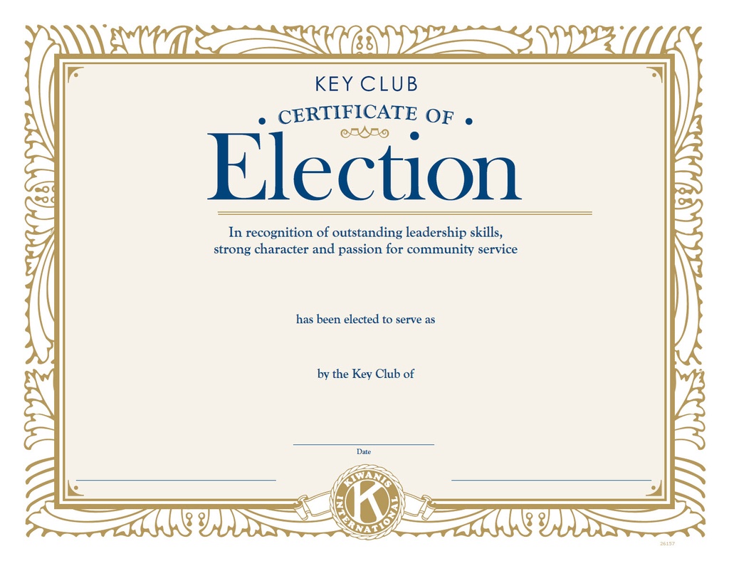 Key Club Certificate of Election