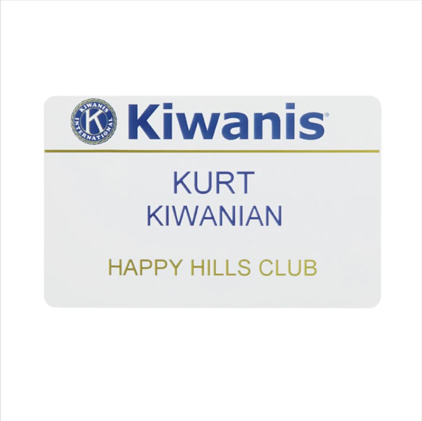 Kiwanis Name Badge with bulldog clip