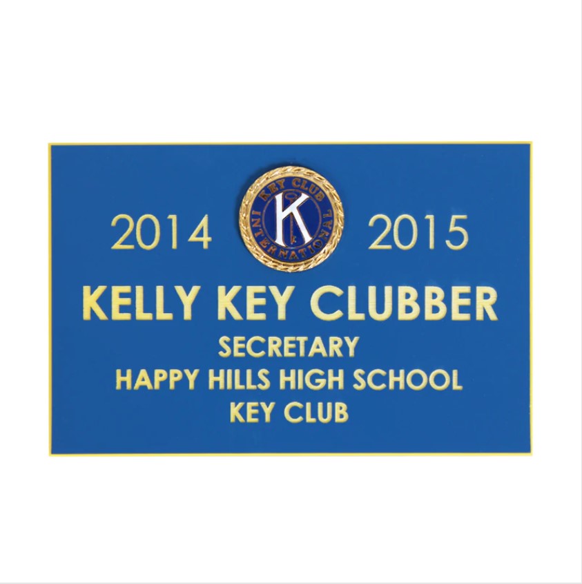 Key Club Blue Name Badge, Magnet Clip