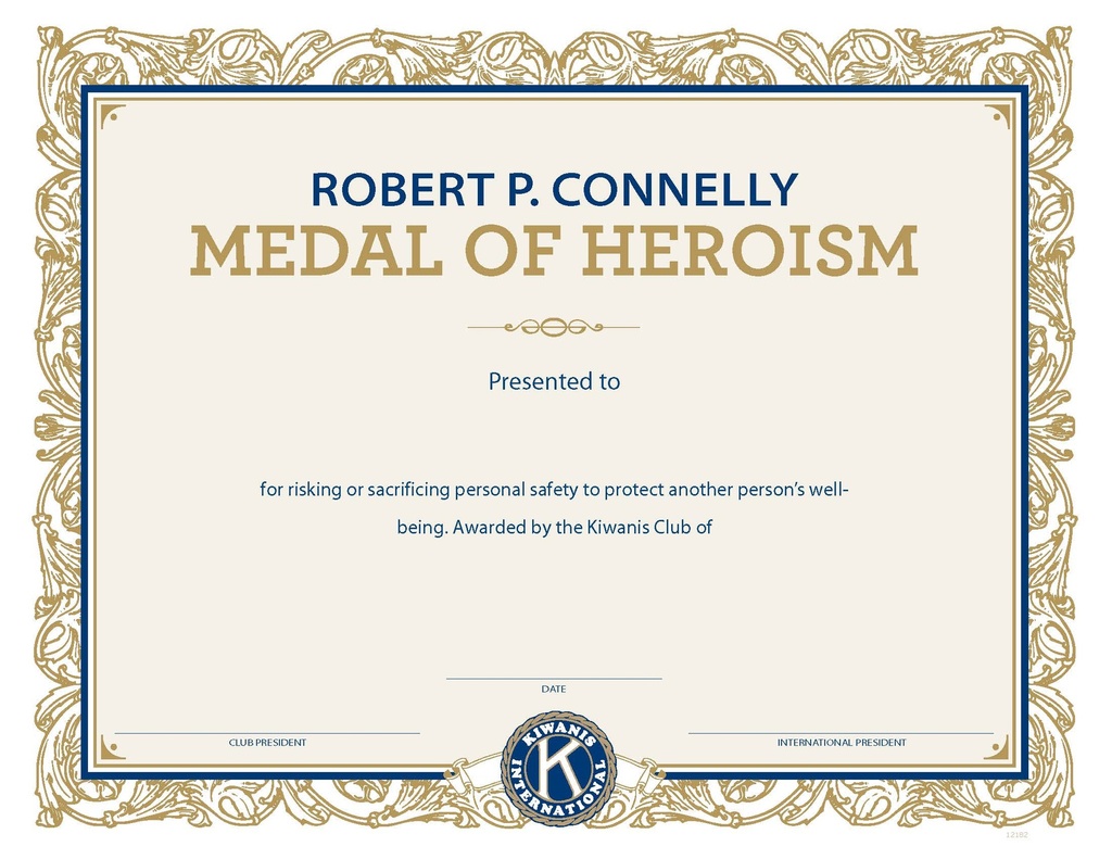 Kiwanis Connelly Award Certificate