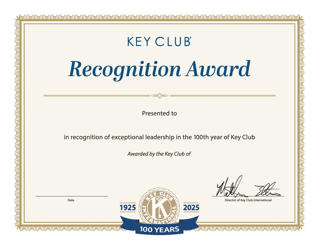 Key Club Centennial Recognition Award