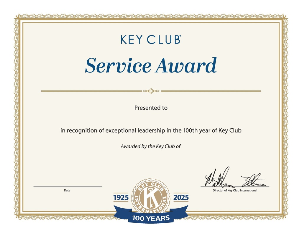 Key Club Centennial Service Award