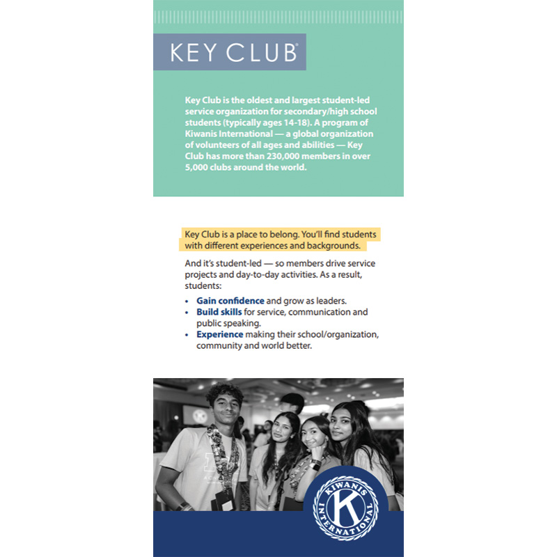 Key Club Promo Rack Cards (25 Pack)