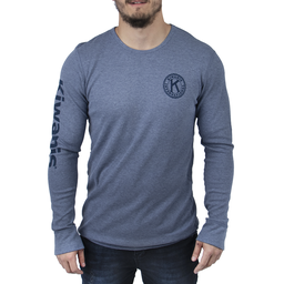 Next Level Adult Heather/Blue Long Sleeve Thermal New