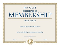[KEY-0142] Key Club Membership Certificate