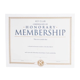 [KEY-0139] Key Club Honorary Membership Certificate