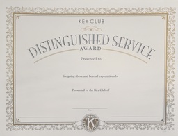 [KEY-0137] Key Club Distinguished Service Certificate