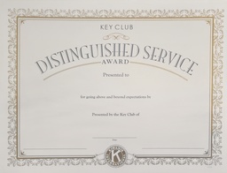 [KEY-0137] Key Club Distinguished Service Certificate
