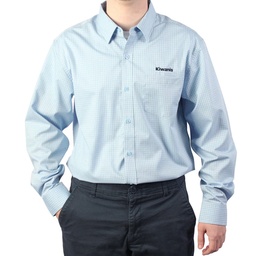 KIW-0335 - Micro Tattersall Men's Light Blue Easy Care Shirt