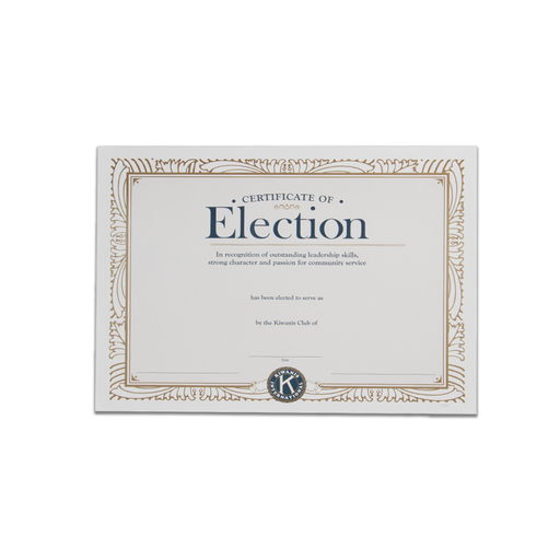 [KIW-0225] Kiwanis Certificate of Election