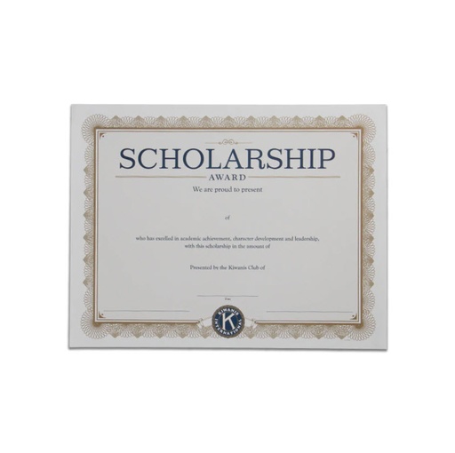 [KIW-0224] Kiwanis Scholarship Award Certificate