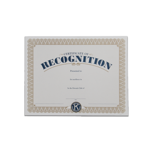 [KIW-0223] Kiwanis Certificate of Recognition