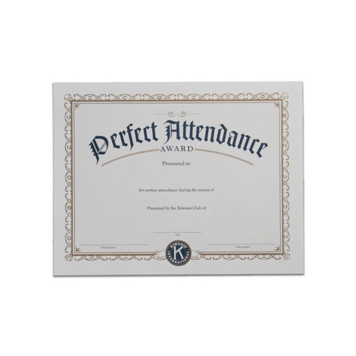 [KIW-0222] Kiwanis Perfect Attendance Certificate