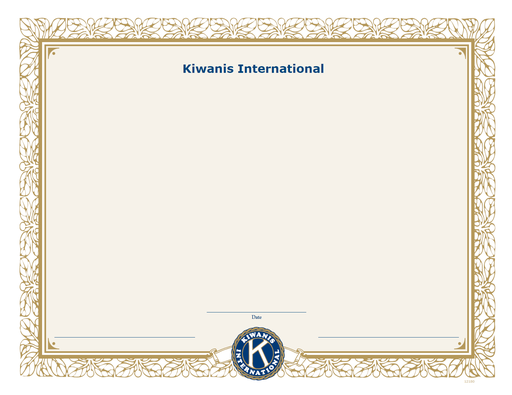 [KIW-0219] Kiwanis Blank Do It Yourself Certificate