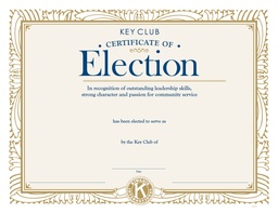 [KEY-0136] Key Club Certificate of Election