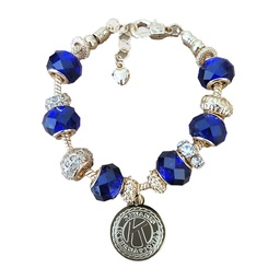 Kiwanis Adjustable Pandora Style Blue Bead Bracelet