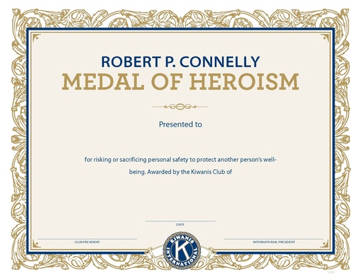 Kiwanis Connelly Award Certificate