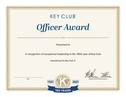 [KEY-8008] Key Club Centennial Officer Award