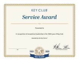 [KEY-8010] Key Club Centennial Service Award